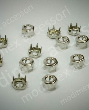 Borchie forate effetto cornice liscia esagonale art. 40 Hx Ring