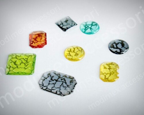 Transparent veined coloured cabochon
