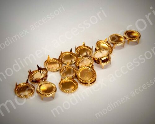 Round flat studs with embellished frame art. MIRROR