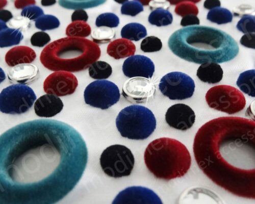 Velvet studs and eyelets application