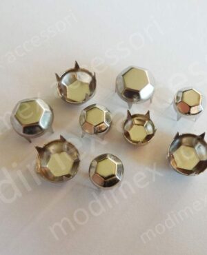 Borchie tonde con sfaccettatura esagonale art. HEX