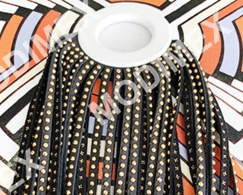 Print on Leather with Application of Fringe and Studs